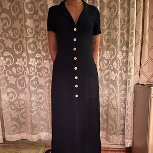 Wilfred Shirt Dress - navy - button front midi with pockets